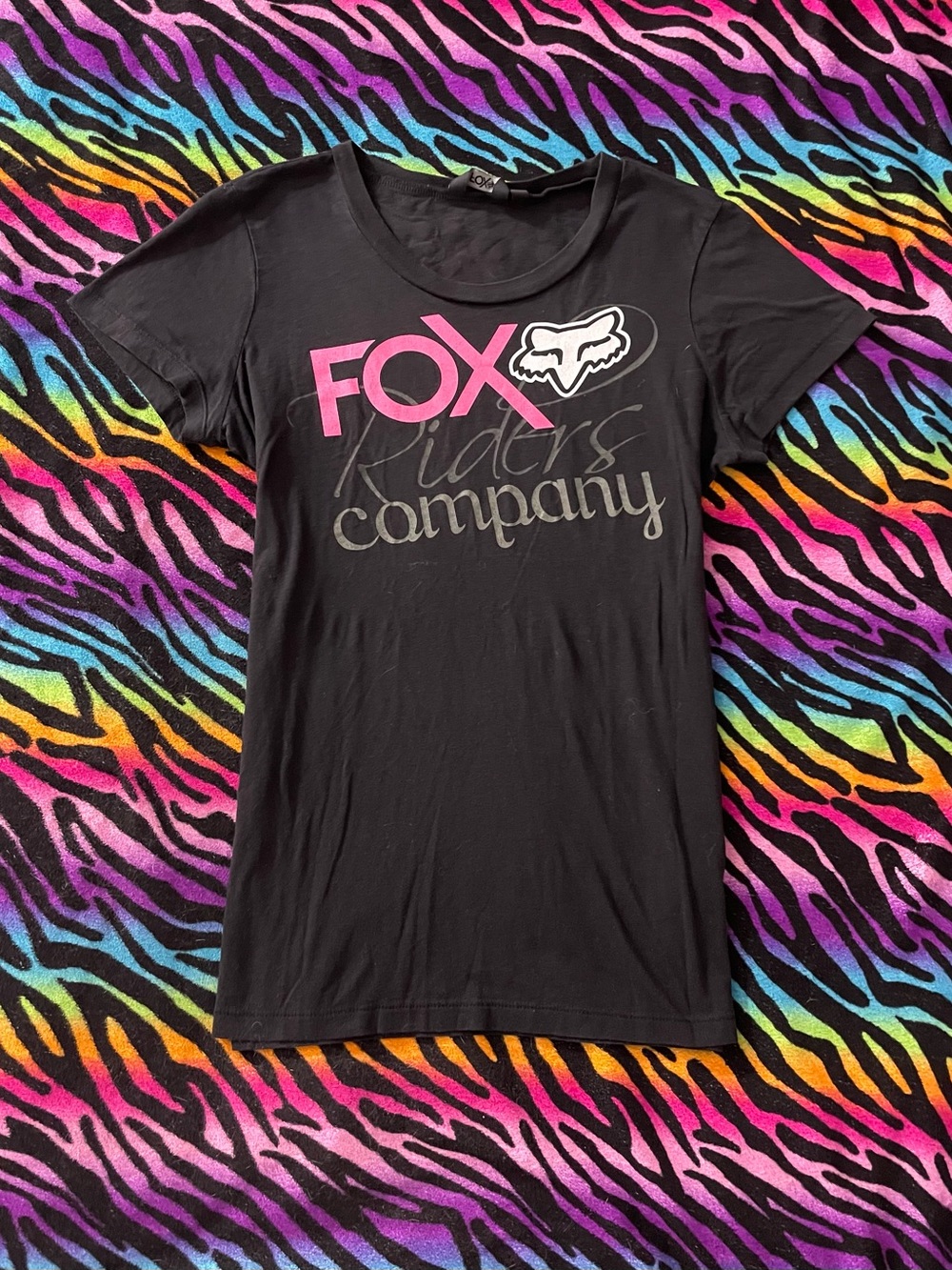 Y2K Vintage pink and black Fox Racing womens Tee